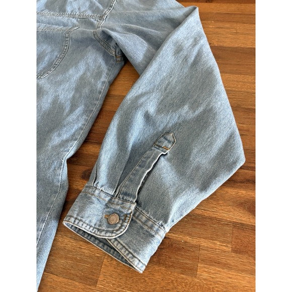 Vintage Request Denim Jacket  Size Extra Large Shirt Quilted‎ Back Button Detail - Picture 16 of 16
